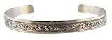 Victorian Style Sterling Silver Foliate Engraved Cuff Bracelet