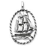 Sterling Silver 40.6 x 3.1mm Rope Coin Bezel Pendant QBR8