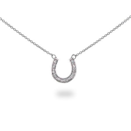Eve's Addiction Horseshoe Pendant in Sterling Silver and Diamond CZ