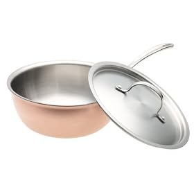 Calphalon Tri-Ply Copper 3-Quart Chef's Pan with Stainless Lid by Calphalon