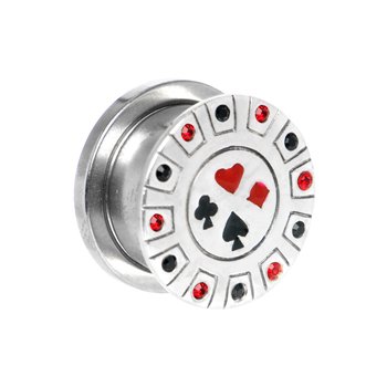 14mm Sterling Silver 925 Playing Card Suits Poker Plug