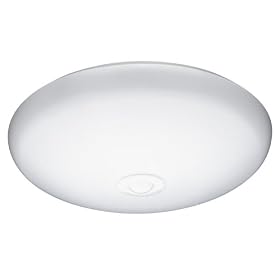 Lithonia Lighting FM 54 ACLR PIR R4 One-Light Fluorescent Flush-Mount Ceiling Fixture with Motion Sensor, White Acrylic