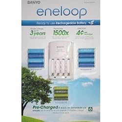 Sanyo Eneloop Ni-MH Charger and 8 Rechargeable AA and 4 Rechargeable AAA Batteries