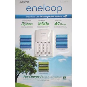 Sanyo Eneloop Ni-MH Charger and 8 Rechargeable AA and 4 Rechargeable AAA Batteries Sanyo Eneloop Ni-MH Charger and 8 Rechargeable AA and 4 Rechargeable AAA Batteries