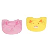 green sprouts 2 Pack Animal Absorbent Bib, 3-6 Months, Bunny/Cat