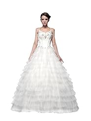 Spaghetti Strap Floor Length  Satin/Tulle Tiered  Lace-Up  Ball Gown  Dress With Rhinestones