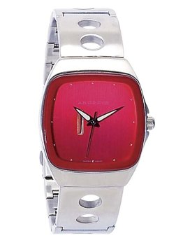 Android Time Engine Red Face Brushed Finish Mens Watch