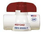 King Brothers Inc. EBV-0500-T 1/2-Inch Threaded PVC Schedule 40 Economy Ball Valve, White