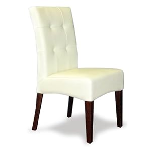 6 Eggshell Lauren Leather Parsons Dining Chair Set by Blue Concept