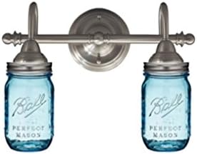 Mason jar vanity light with Blue jars