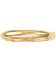 7" 10K Yellow Gold Polished High Domed Bangle w/ Side Clasp
