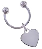 Sterling Silver Screwball Key Ring with Heart Tag