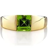 14K Yellow Gold Ring with 7x7mm Peridot Gemstone