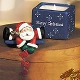 Blue Merry Christmas Votive Candleholder with Santa Claus Lid