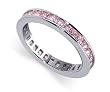 Awesome 3 MM Pink Cubic Zirconia Eternity Band Sterling Silver Ring