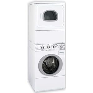 27" Stacked Electric Washer/Dryer with 3.3 cu. ft. Washer 7.0 cu. ft. Dryer 8 Wash Cycles 3 Dry Cycles 500/650/1000 RPM Spin Speed and Centrally Located Controls in