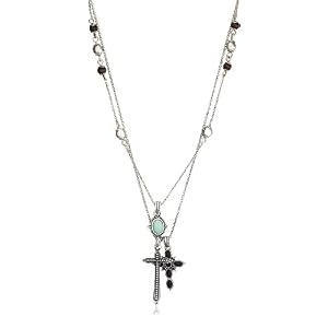 Lucky Brand Cross Charm Silver-Tone Necklace, 18 with 2