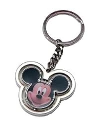 Mickey Mouse Head Spinning Pewter Keychain
