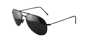 Black Metal Aviator Sunglasses, Black Lenses, With Drawstring Pouch, Mens, Womens, Unisex Full UV 400