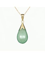 Jade Drop Pendant with 14K Yellow Gold Pointed Cap