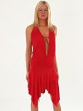 SeXy Halter Dress Plunging Neckline Rhinestone Accents Black or Red Dress