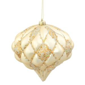 Vickerman 33378 – 5.7″ Champagne Matte Glitter Diamond Onion Christmas Tree Ornament (M112238)