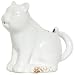 Stoneware Pottery Distressed White Sitting Cat Creamer 5"L 3.55"H, 8oz Set of 2