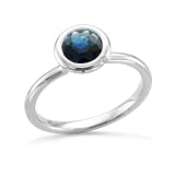 Natural Sapphire and Diamond Engagement Ring in 14k White Gold Solitaire Ring, 1.10 cttw - 6mm, Certificate of Authenticity