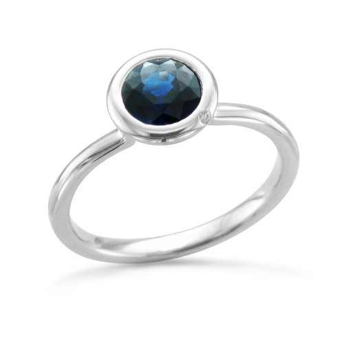 Diamond and Sapphire Engagement Ring in 14k White Gold Solitaire Ring, 1.10 cttw - 6mm, Certificate of Authenticity Diamond and Sapphire Engagement Ring in 14k White Gold Solitaire Ring, 1.10 cttw - 6mm, Certificate of Authenticity
