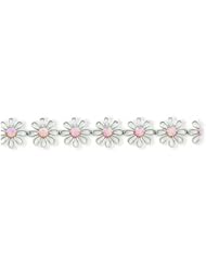 Genuine .925 Sterling Silver 7Inch Pink Created Opal Flower Bracelet 16.7 Grams . 100% Satisfaction Guaranteed.