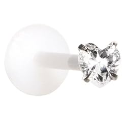 16 Gauge 3/8 Clear 3mm CZ Heart Labret Monroe