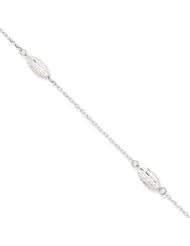14k White Gold Puffed Rice Bead Anklet, 9 inch