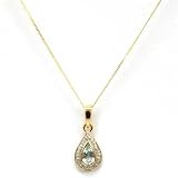 Image of A MINI Blue Topaz & Diamond Pendant set in 9ct Yellow Gold on an 18
