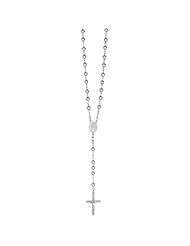 Sterling Silver Catholic Rosary Rosaries Bead Necklace Virgin Mary Cross 5mm