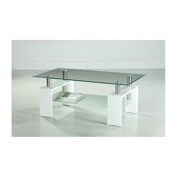 SOLDES - Table basse en verre DESIGN blanc L.100 x P.60 x H.45 cm