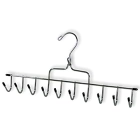 CHROME ACCESSORY & JEWELLERY HANGER - Hang flat against a wall or door or use in Wardrobe - TIE, SCARF, BELT COAT HANGER