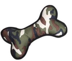 Vo-Toys Camouflage Canvas Bone 10in Dog Toy Assorted Colors