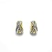 Fashion Gold and Silver Two Tone Metal Dangle Earrings with Clear Rhinestones