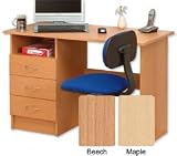 Influx Trumpington Desk Workstation Homeworking 3 Drawer W1100xD550xH775mm Maple