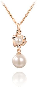 Gold Plated with Pearl Pendant Necklace for Womens in Fashion Jewelry "18"