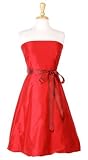 Red Strapless Silk Dupioni Bubble Party Dress with Sash