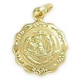 Large 14 Karat Gold Inscribed Religious Baptismal Medal Medallion