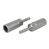 uxcell 六角ナットドライバー グレー ドリル 3.2"長さ 14mm ワイド ヘッド ソケット ビット 2個