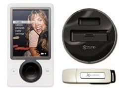 Zune Bundle 30 GB Digital Media Player (White) w/ Microsoft Docking Station & BlueProton 1GB USB 2.0 Flash Drive