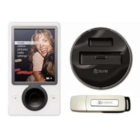 Zune Bundle 30 GB Digital Media Player (White) w/ Microsoft Docking Station & BlueProton 1GB USB 2.0 Flash Drive