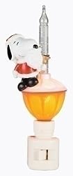7" Peanuts Snoopy Santa Claus Christmas Bubble Night Light