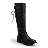 Lace Back Knee High Rider Style Boots Black