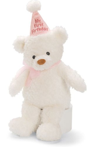 311V00Hds9L Large Pink My First Birthday Teddy Bear