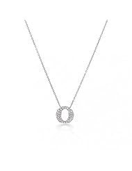 Bling Jewelry Pave CZ Sterling Silver Mini Oval Pendant Necklace 16in