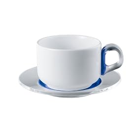Guzzini Set of 2 Infusion Blue Cappuccino cups + saucer